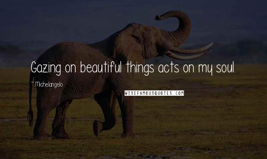 Michelangelo Quotes: Gazing on beautiful things acts on my soul.
