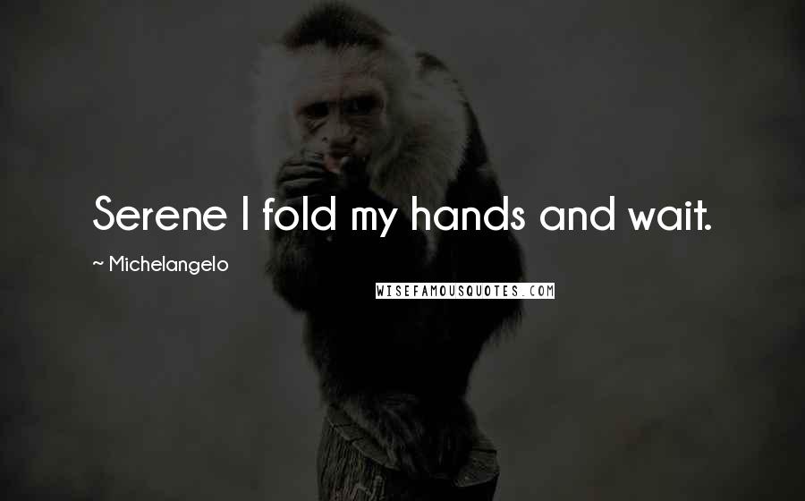 Michelangelo Quotes: Serene I fold my hands and wait.