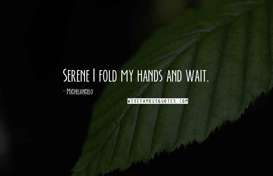 Michelangelo Quotes: Serene I fold my hands and wait.