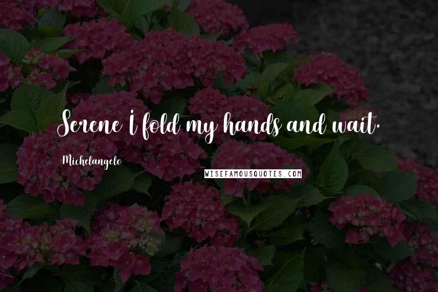 Michelangelo Quotes: Serene I fold my hands and wait.