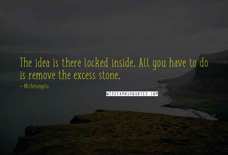 Michelangelo Quotes: The idea is there locked inside. All you have to do is remove the excess stone.