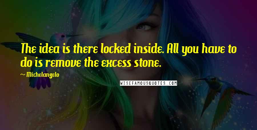 Michelangelo Quotes: The idea is there locked inside. All you have to do is remove the excess stone.