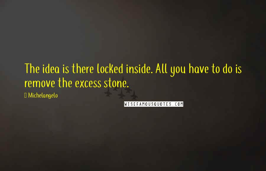 Michelangelo Quotes: The idea is there locked inside. All you have to do is remove the excess stone.