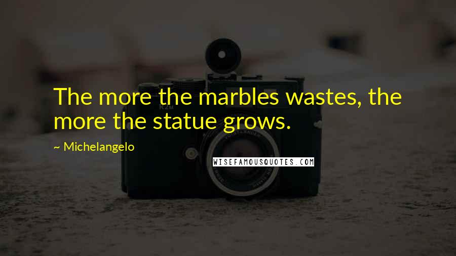 Michelangelo Quotes: The more the marbles wastes, the more the statue grows.