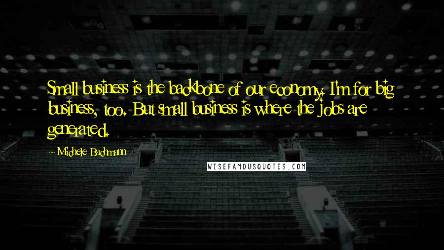 Michele Bachmann Quotes: Small business is the backbone of our economy. I'm for big business, too. But small business is where the jobs are generated.