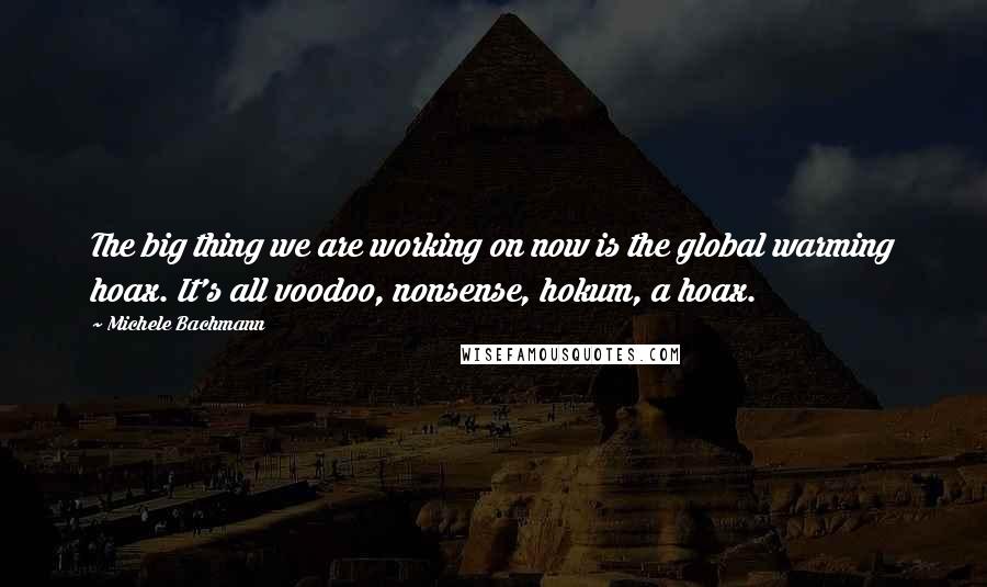 Michele Bachmann Quotes: The big thing we are working on now is the global warming hoax. It's all voodoo, nonsense, hokum, a hoax.