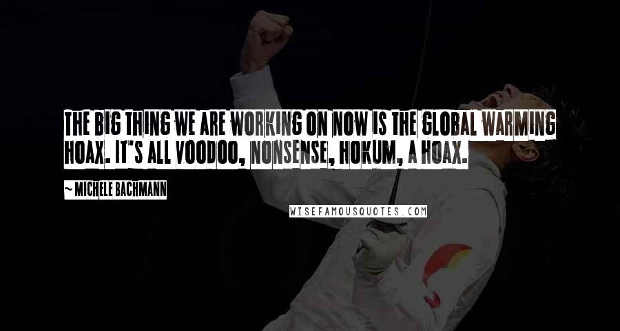 Michele Bachmann Quotes: The big thing we are working on now is the global warming hoax. It's all voodoo, nonsense, hokum, a hoax.