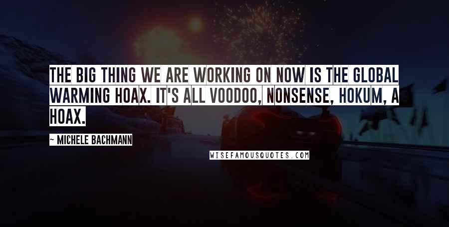 Michele Bachmann Quotes: The big thing we are working on now is the global warming hoax. It's all voodoo, nonsense, hokum, a hoax.