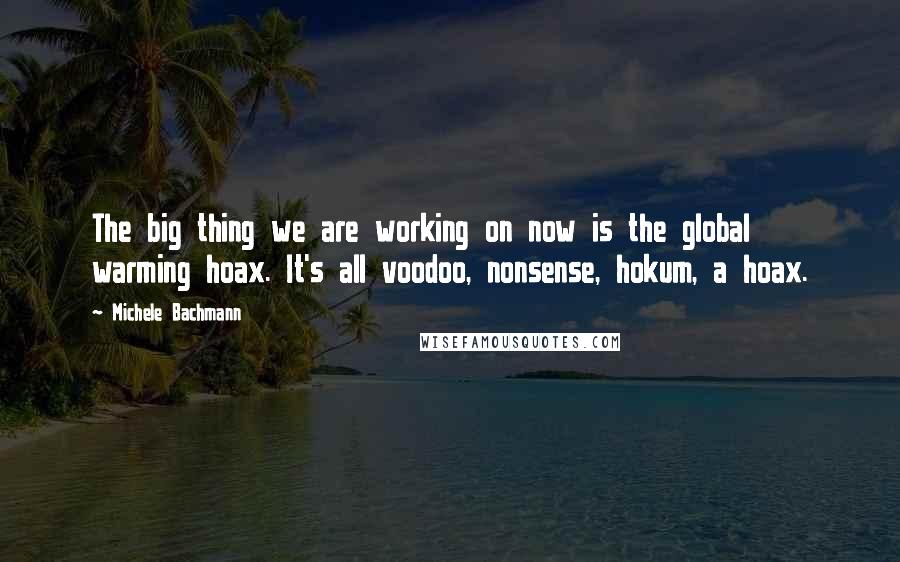 Michele Bachmann Quotes: The big thing we are working on now is the global warming hoax. It's all voodoo, nonsense, hokum, a hoax.