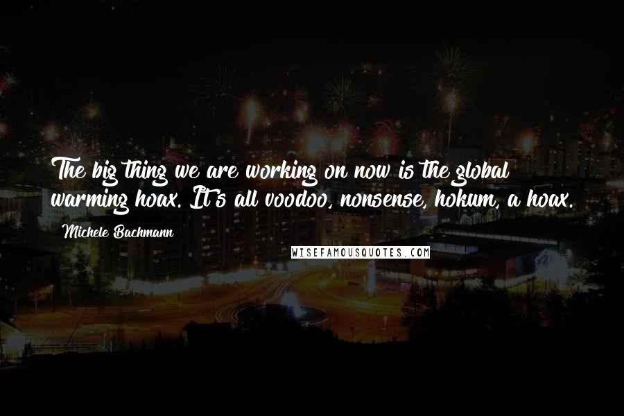 Michele Bachmann Quotes: The big thing we are working on now is the global warming hoax. It's all voodoo, nonsense, hokum, a hoax.