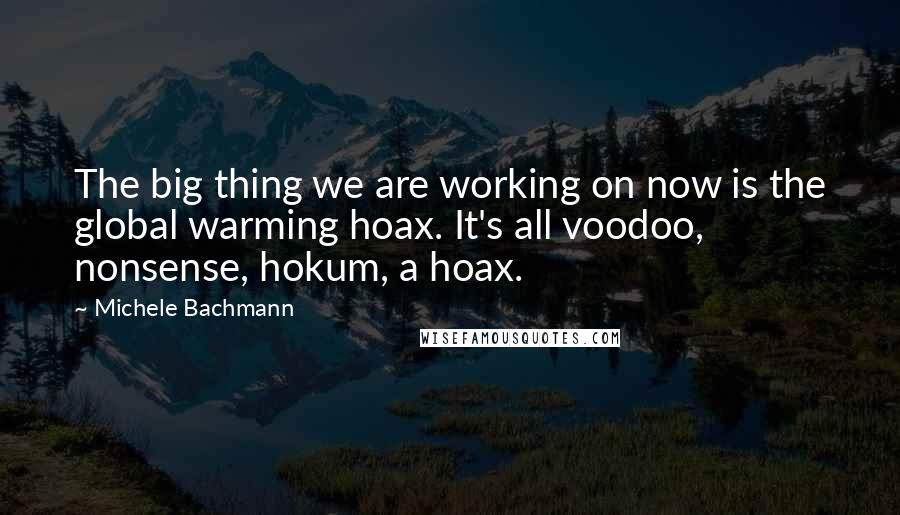 Michele Bachmann Quotes: The big thing we are working on now is the global warming hoax. It's all voodoo, nonsense, hokum, a hoax.