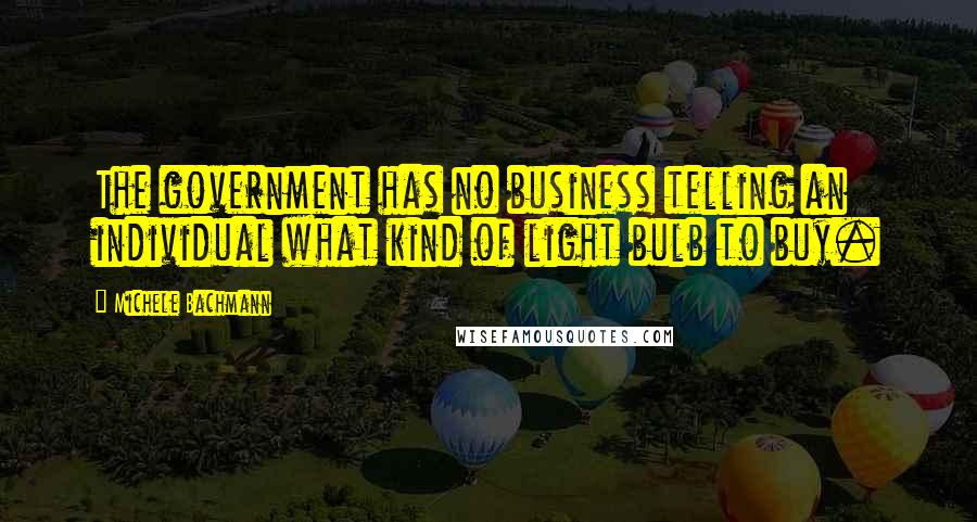 Michele Bachmann Quotes: The government has no business telling an individual what kind of light bulb to buy.