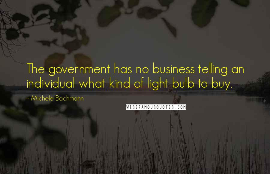 Michele Bachmann Quotes: The government has no business telling an individual what kind of light bulb to buy.