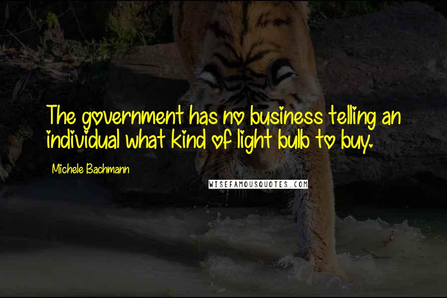 Michele Bachmann Quotes: The government has no business telling an individual what kind of light bulb to buy.