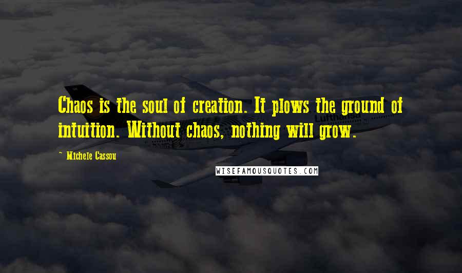 Michele Cassou Quotes: Chaos is the soul of creation. It plows the ground of intuition. Without chaos, nothing will grow.