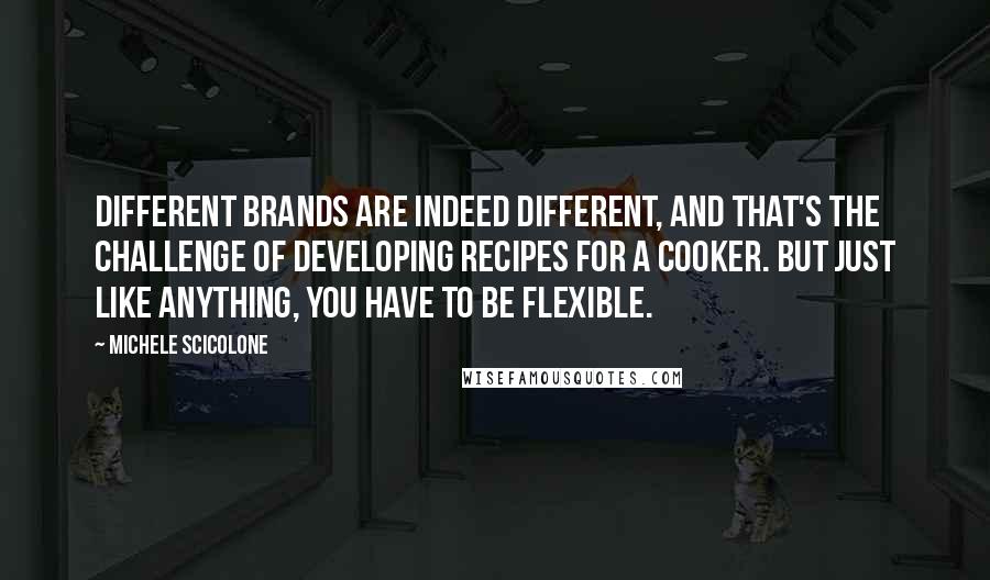 Michele Scicolone Quotes: Different brands are indeed different, and that's the challenge of developing recipes for a cooker. But just like anything, you have to be flexible.