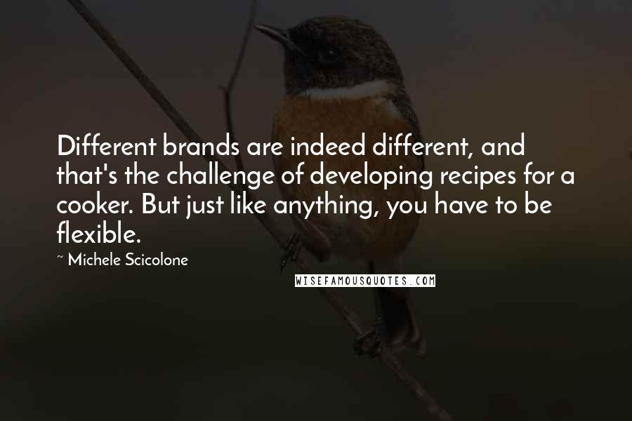 Michele Scicolone Quotes: Different brands are indeed different, and that's the challenge of developing recipes for a cooker. But just like anything, you have to be flexible.