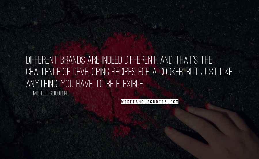 Michele Scicolone Quotes: Different brands are indeed different, and that's the challenge of developing recipes for a cooker. But just like anything, you have to be flexible.