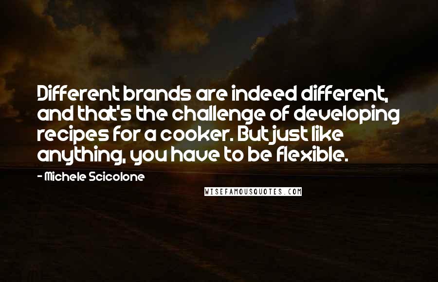 Michele Scicolone Quotes: Different brands are indeed different, and that's the challenge of developing recipes for a cooker. But just like anything, you have to be flexible.