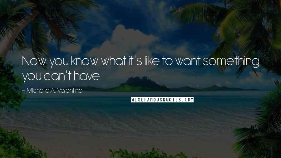 Michelle A. Valentine Quotes: Now you know what it's like to want something you can't have.