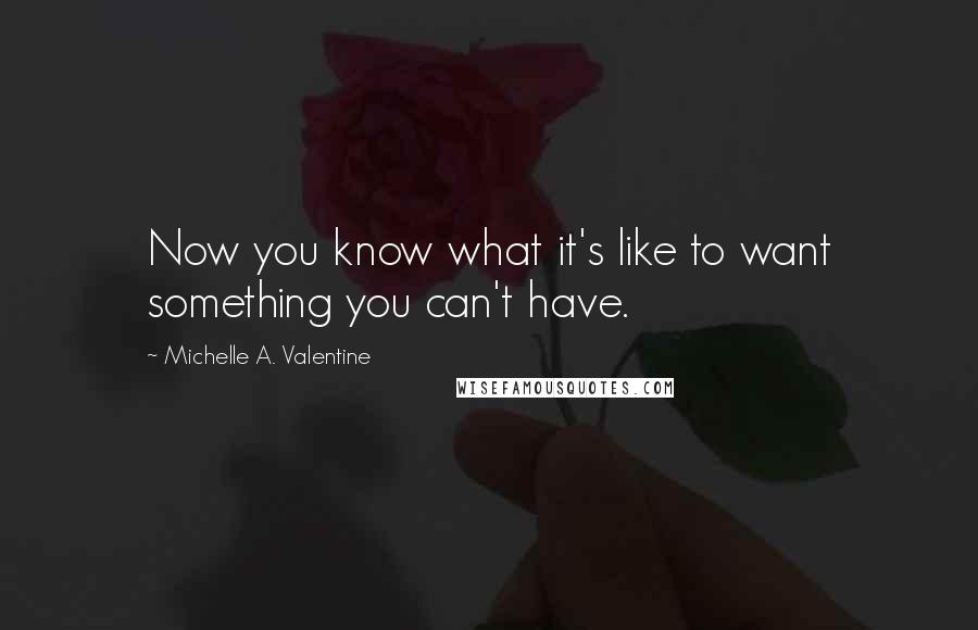 Michelle A. Valentine Quotes: Now you know what it's like to want something you can't have.