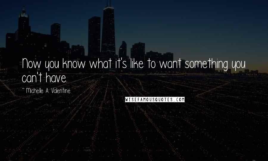 Michelle A. Valentine Quotes: Now you know what it's like to want something you can't have.