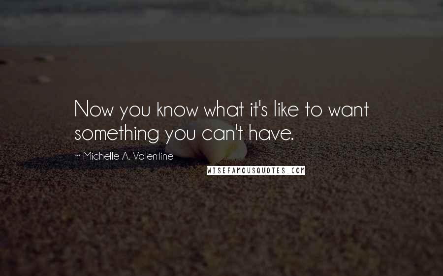 Michelle A. Valentine Quotes: Now you know what it's like to want something you can't have.