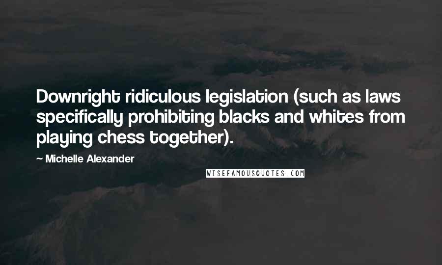 Michelle Alexander Quotes: Downright ridiculous legislation (such as laws specifically prohibiting blacks and whites from playing chess together).