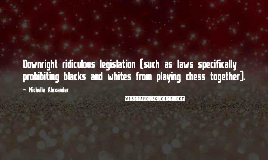 Michelle Alexander Quotes: Downright ridiculous legislation (such as laws specifically prohibiting blacks and whites from playing chess together).