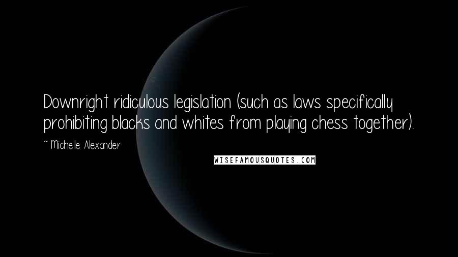 Michelle Alexander Quotes: Downright ridiculous legislation (such as laws specifically prohibiting blacks and whites from playing chess together).