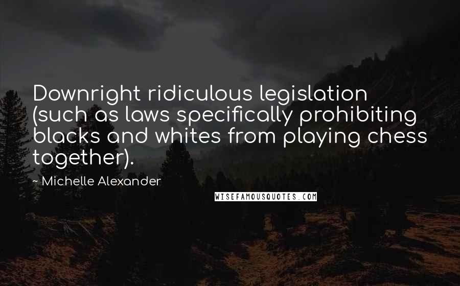 Michelle Alexander Quotes: Downright ridiculous legislation (such as laws specifically prohibiting blacks and whites from playing chess together).