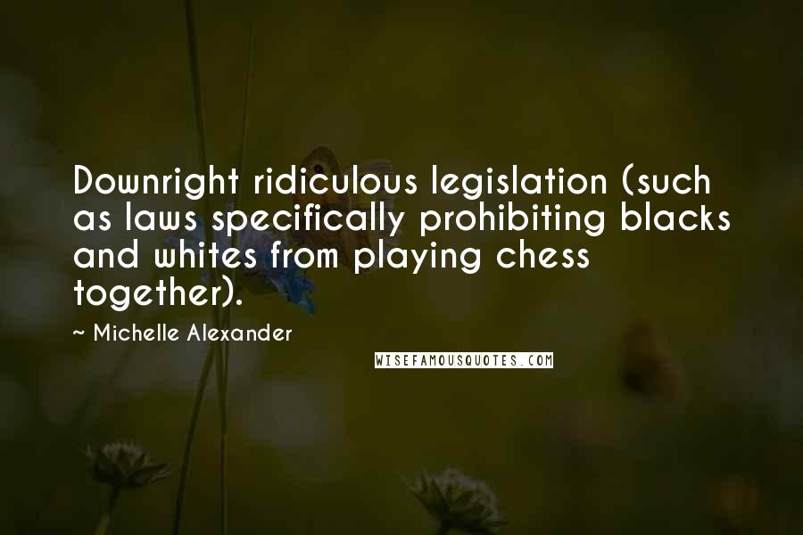 Michelle Alexander Quotes: Downright ridiculous legislation (such as laws specifically prohibiting blacks and whites from playing chess together).