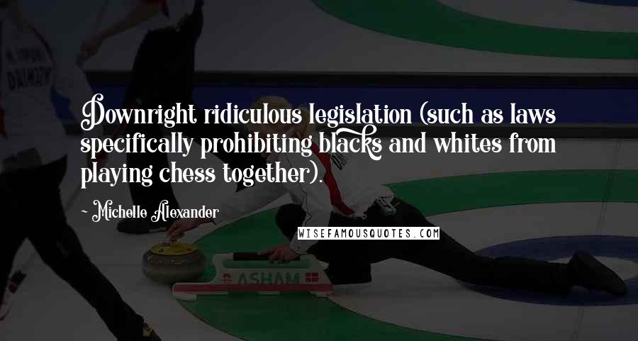 Michelle Alexander Quotes: Downright ridiculous legislation (such as laws specifically prohibiting blacks and whites from playing chess together).