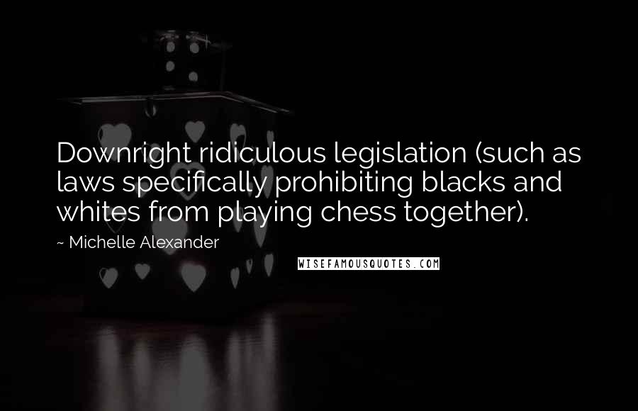 Michelle Alexander Quotes: Downright ridiculous legislation (such as laws specifically prohibiting blacks and whites from playing chess together).