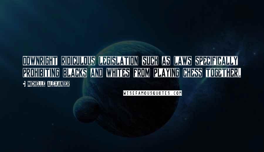 Michelle Alexander Quotes: Downright ridiculous legislation (such as laws specifically prohibiting blacks and whites from playing chess together).