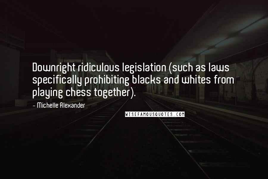 Michelle Alexander Quotes: Downright ridiculous legislation (such as laws specifically prohibiting blacks and whites from playing chess together).