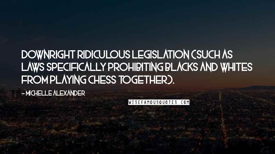 Michelle Alexander Quotes: Downright ridiculous legislation (such as laws specifically prohibiting blacks and whites from playing chess together).