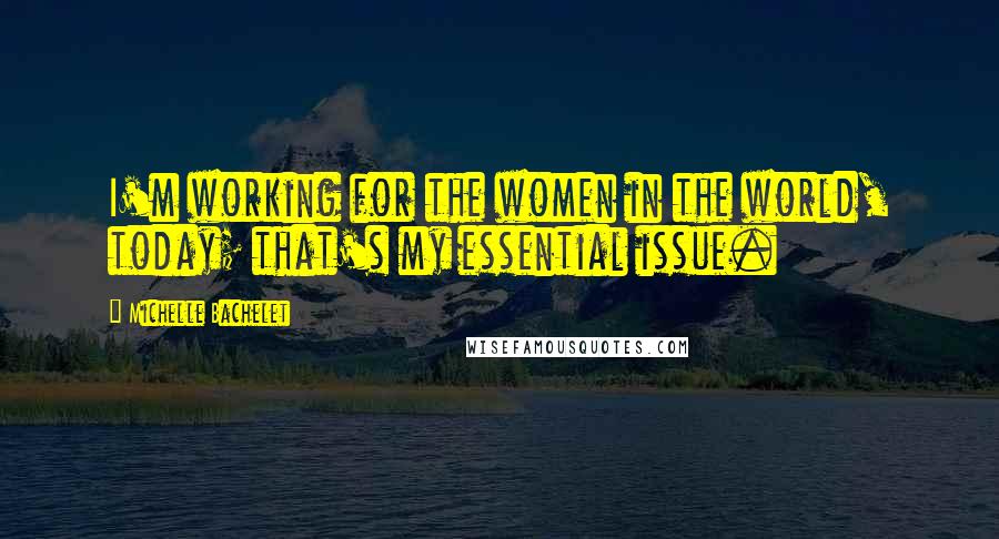 Michelle Bachelet Quotes: I'm working for the women in the world, today; that's my essential issue.