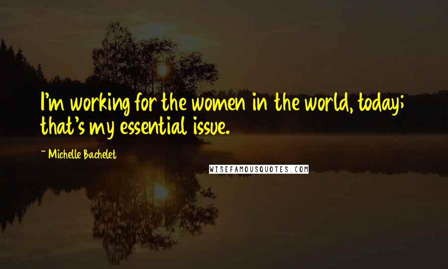 Michelle Bachelet Quotes: I'm working for the women in the world, today; that's my essential issue.