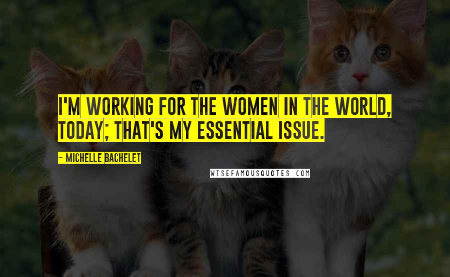 Michelle Bachelet Quotes: I'm working for the women in the world, today; that's my essential issue.