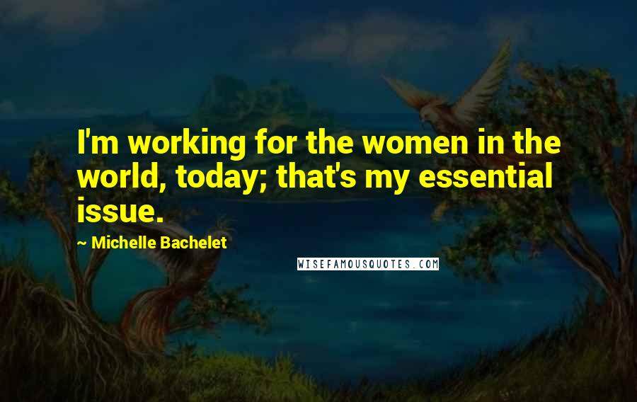 Michelle Bachelet Quotes: I'm working for the women in the world, today; that's my essential issue.