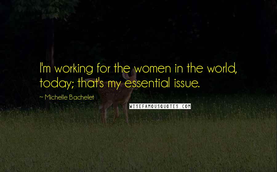 Michelle Bachelet Quotes: I'm working for the women in the world, today; that's my essential issue.