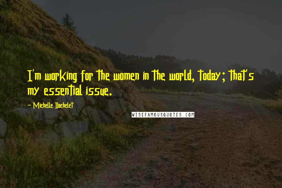 Michelle Bachelet Quotes: I'm working for the women in the world, today; that's my essential issue.