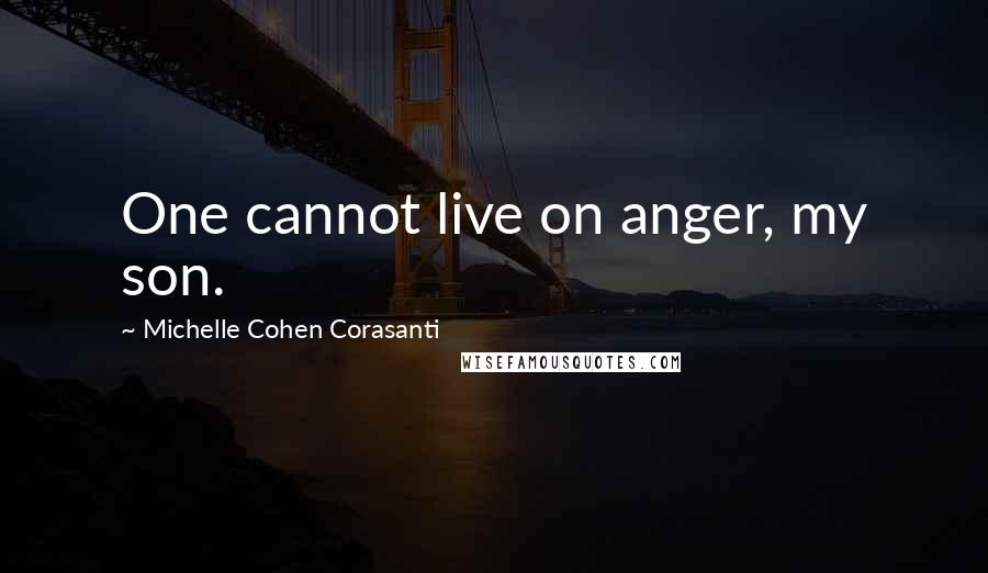 Michelle Cohen Corasanti Quotes: One cannot live on anger, my son.