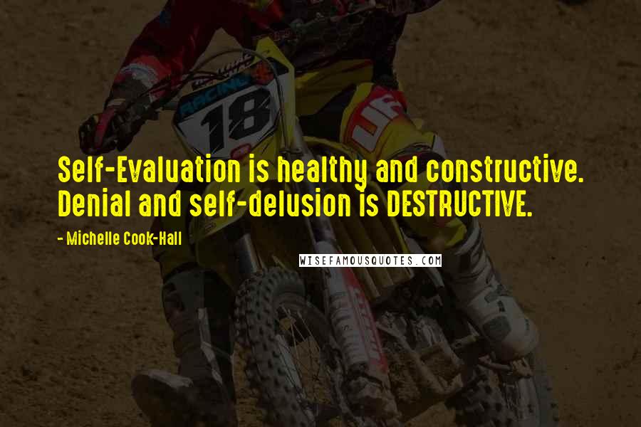 Michelle Cook-Hall Quotes: Self-Evaluation is healthy and constructive. Denial and self-delusion is DESTRUCTIVE.