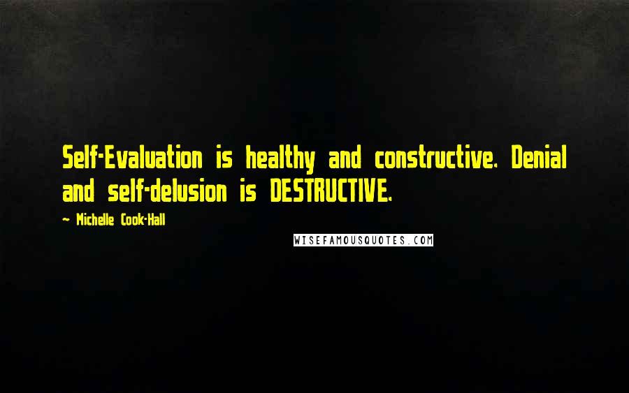 Michelle Cook-Hall Quotes: Self-Evaluation is healthy and constructive. Denial and self-delusion is DESTRUCTIVE.