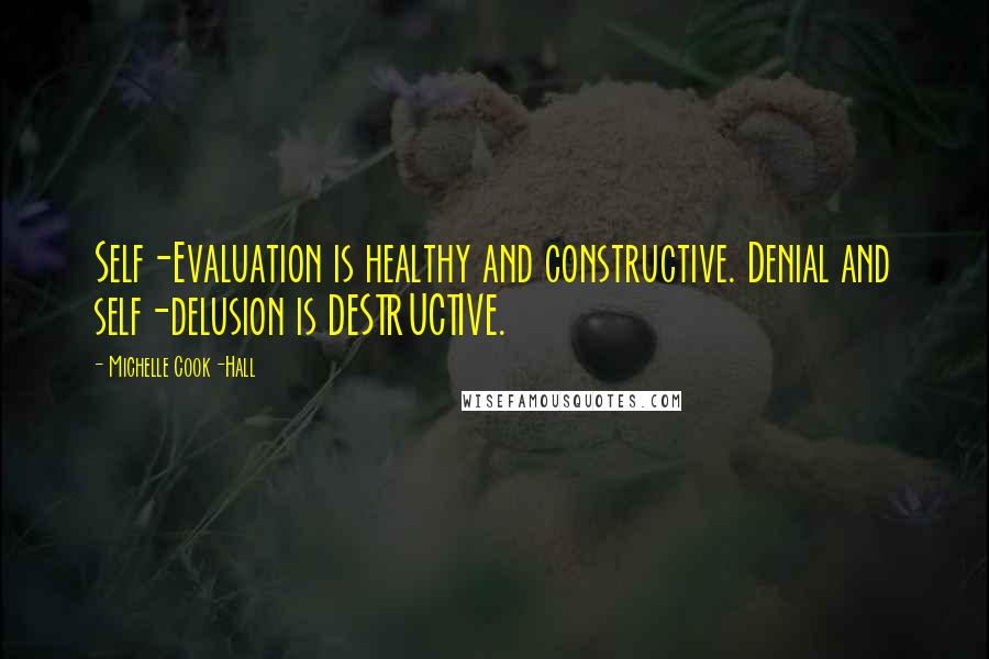 Michelle Cook-Hall Quotes: Self-Evaluation is healthy and constructive. Denial and self-delusion is DESTRUCTIVE.