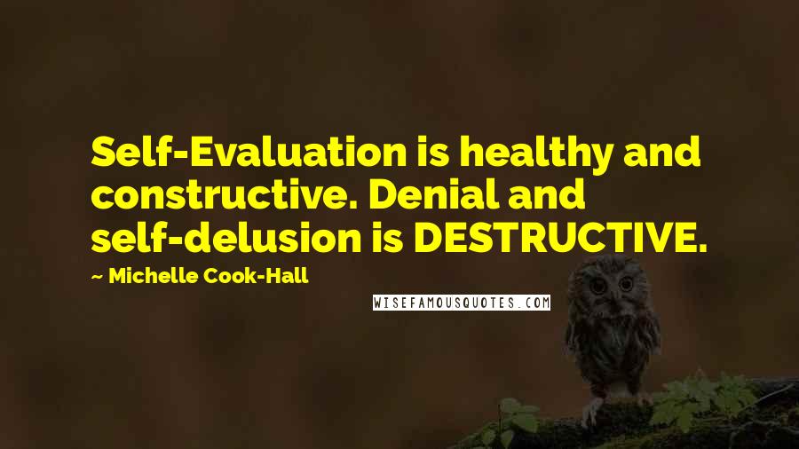 Michelle Cook-Hall Quotes: Self-Evaluation is healthy and constructive. Denial and self-delusion is DESTRUCTIVE.