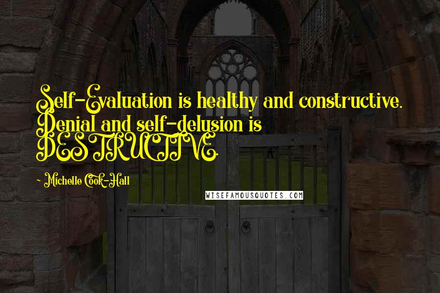 Michelle Cook-Hall Quotes: Self-Evaluation is healthy and constructive. Denial and self-delusion is DESTRUCTIVE.