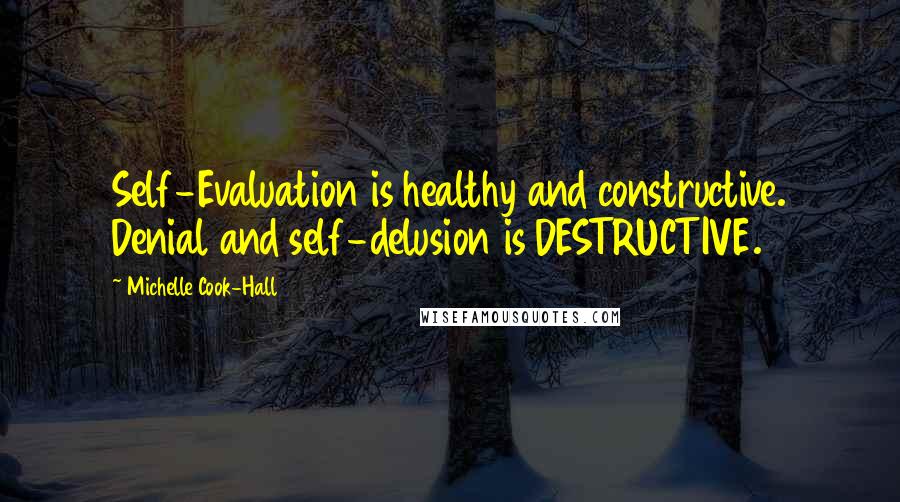 Michelle Cook-Hall Quotes: Self-Evaluation is healthy and constructive. Denial and self-delusion is DESTRUCTIVE.